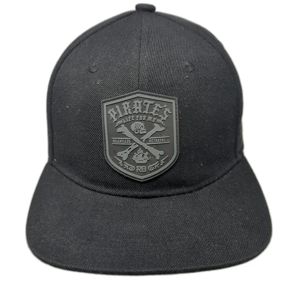 Relentless Betrayal Snapback Black Hat One Size Pirate Skull Crossbones Graphic